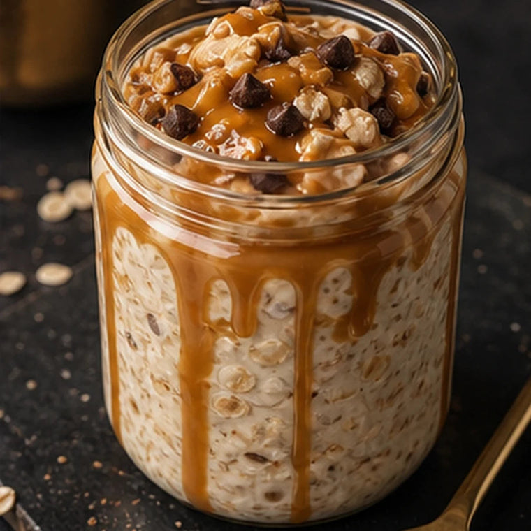 Protein overnight oats made with Black Amber Whey