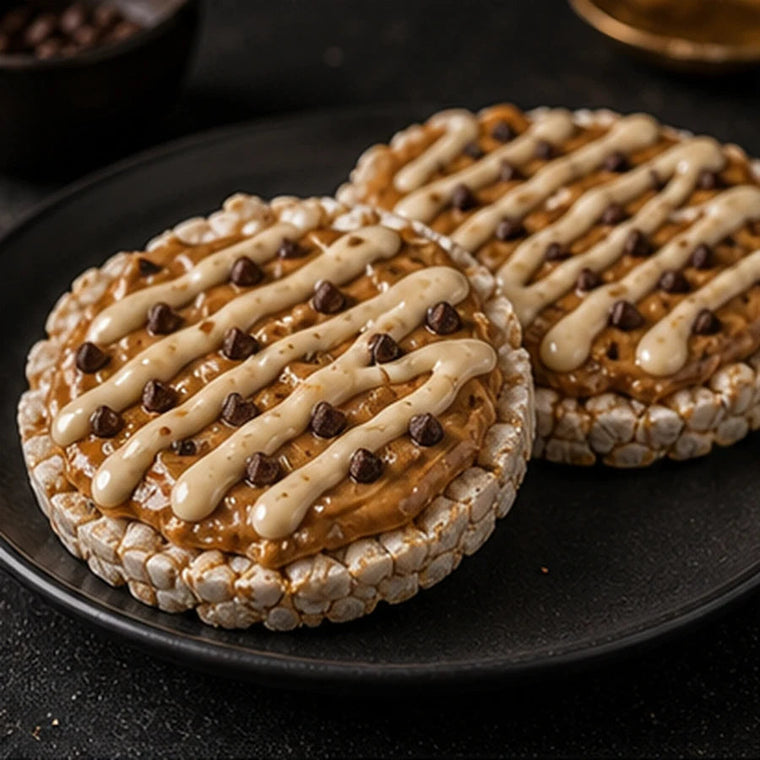 Protein rice cakes with Black Amber Whey icing