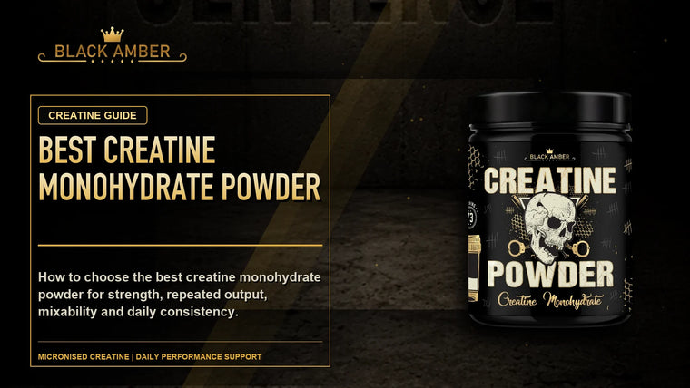 Black Amber Best Creatine Monohydrate Powder featured guide image with Micronised Creatine
