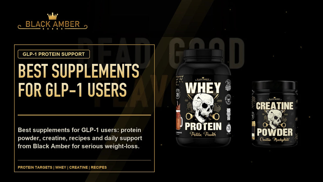 Black Amber Best Supplements For GLP-1 Users featured guide image with Protein Targets