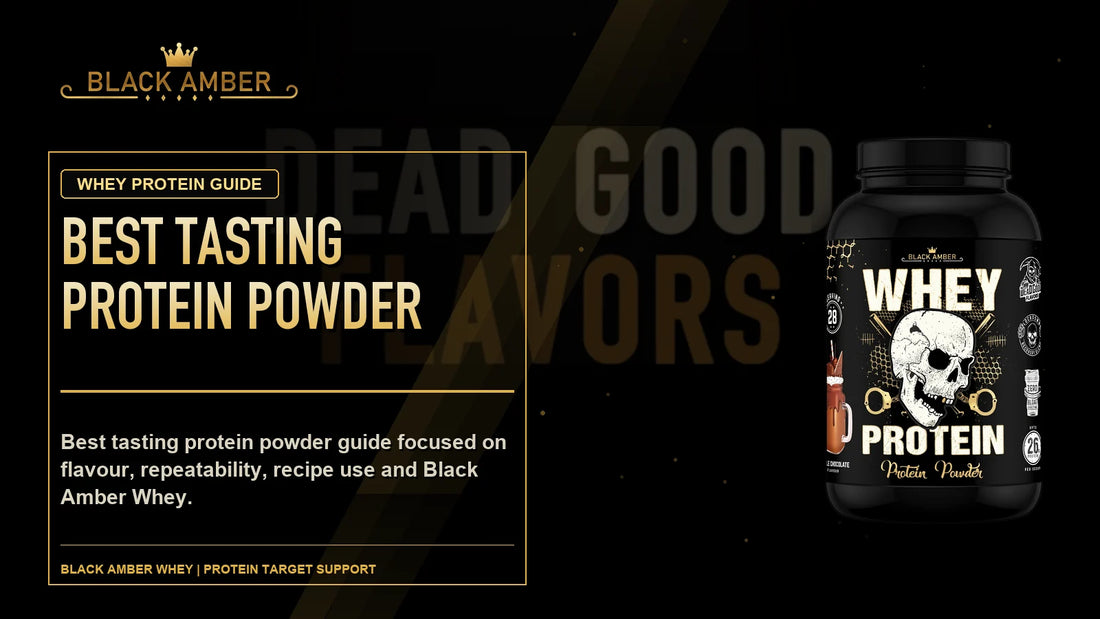 Black Amber Best Tasting Protein Powder featured guide image with Black Amber Whey