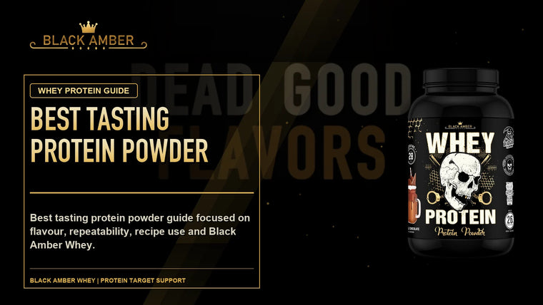 Black Amber Best Tasting Protein Powder featured guide image with Black Amber Whey