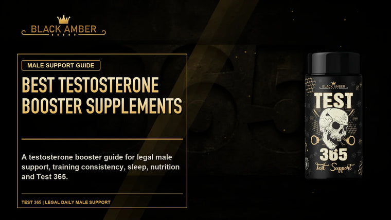 Black Amber Best Testosterone Booster Supplements featured guide image with Test 365
