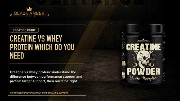Black Amber Creatine Vs Whey Protein: Which Do You Need? featured guide image with Micronised Creatine
