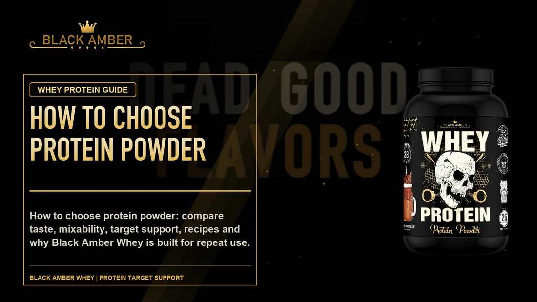 Black Amber How To Choose Protein Powder featured guide image with Black Amber Whey