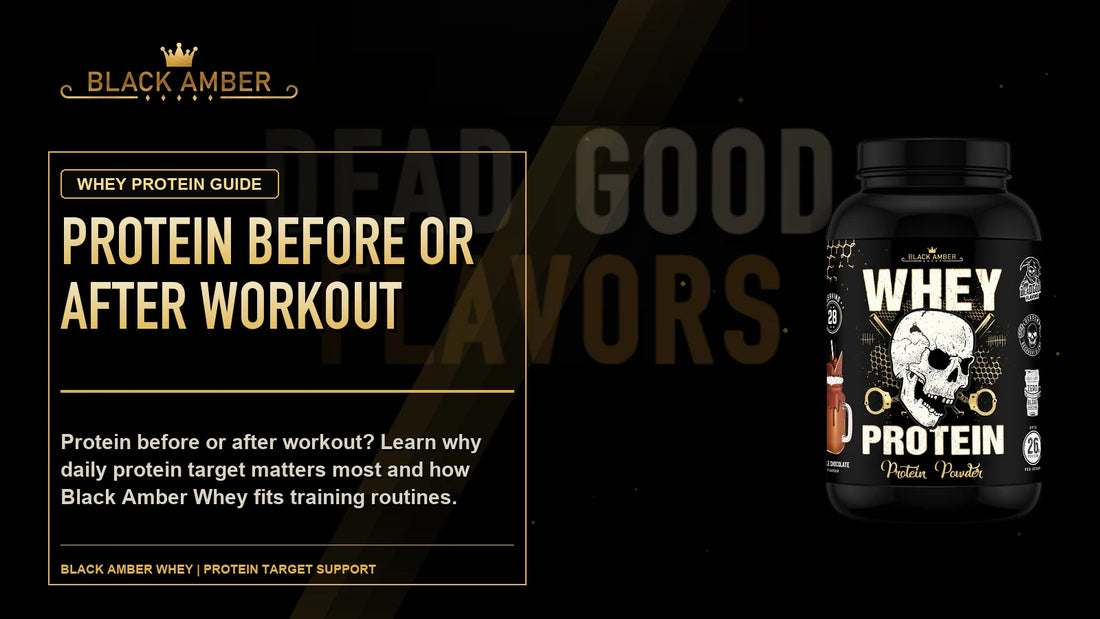 Black Amber Protein Before Or After Workout? featured guide image with Black Amber Whey
