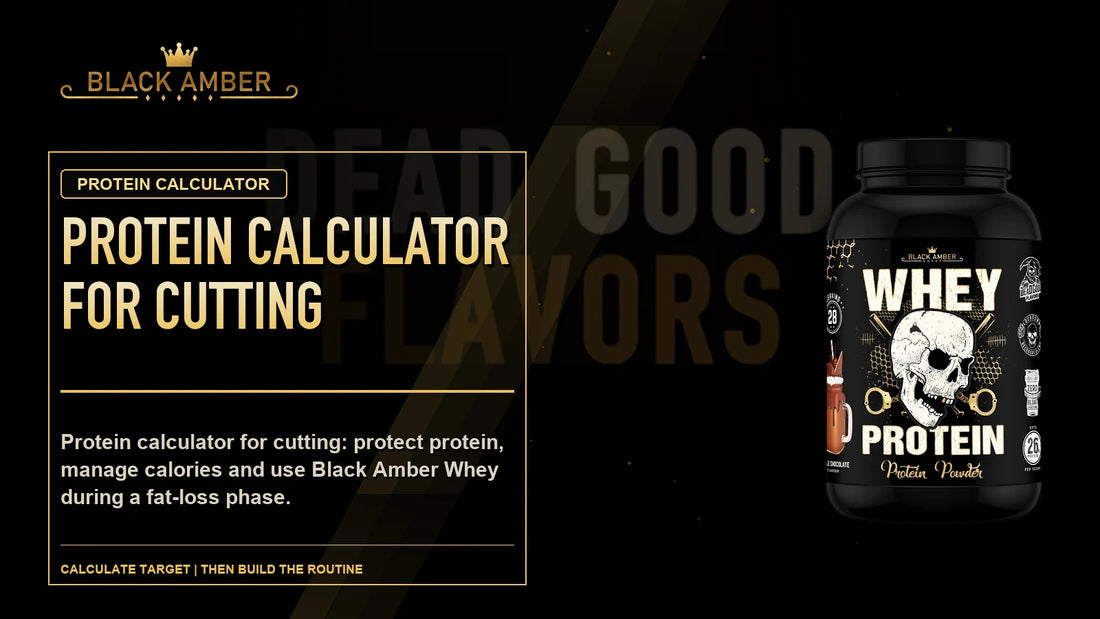 Black Amber Protein Calculator For Cutting featured guide image with Calculate Target