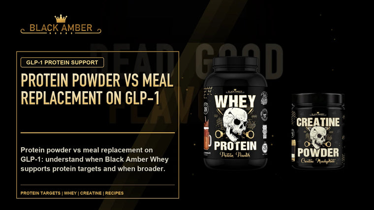 Black Amber Protein Powder Vs Meal Replacement On GLP-1 featured guide image with Protein Targets
