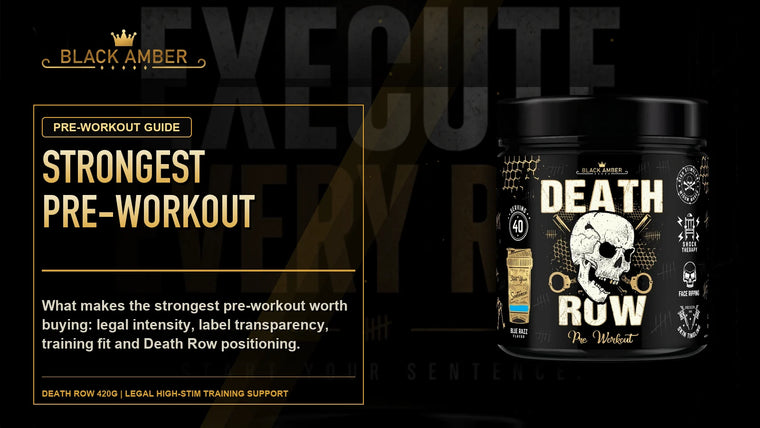 Black Amber Strongest Pre-Workout featured guide image with Death Row 420G