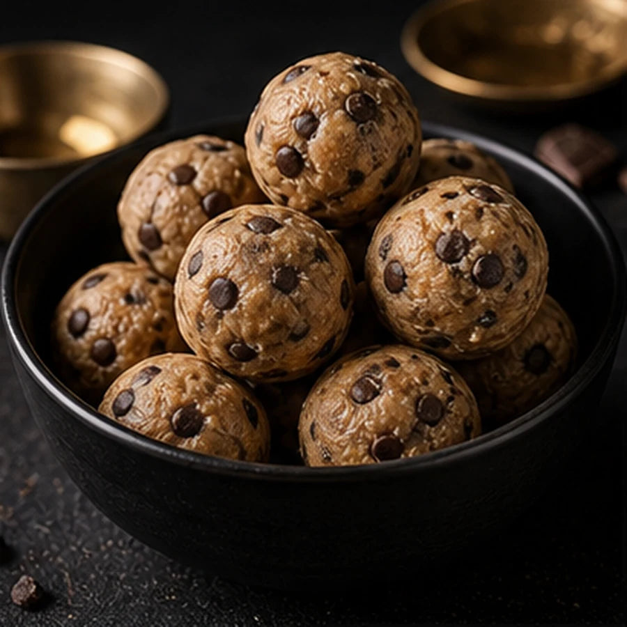 Protein cookie dough bites made with Black Amber Whey